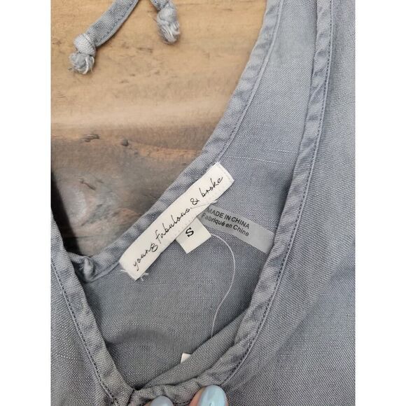 Young Fabulous & Broke Alex Linen Rayon Jumpsuit Solid Gray Drawstring Size S - Picture 4 of 12